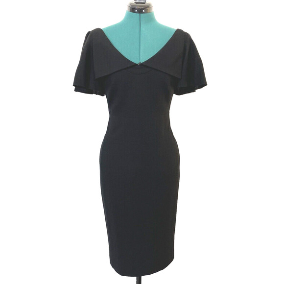 Ted Baker London Dresses & Skirts - Ted Baker London Black 100% Wool Flutter Sleeve V-Neck Sheath‎ Dress Size 2